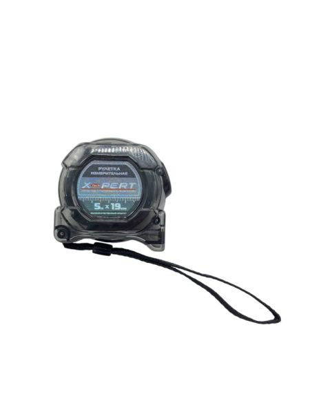 Рулетка А-02 прозрачная чёрная 5*19 м (12/120) 989846