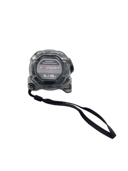 Рулетка А-02 прозрачная чёрная 3 м (12/180) 989845