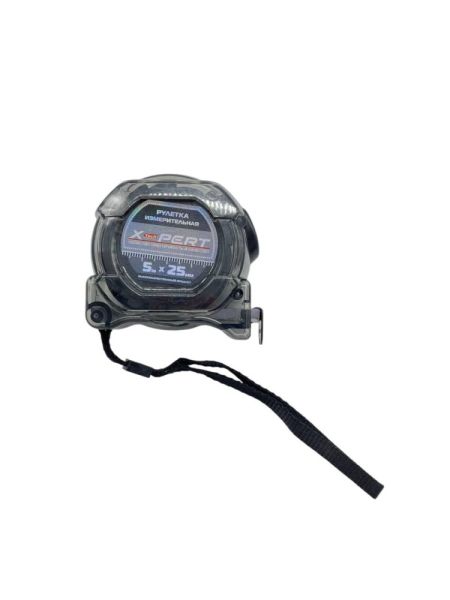 Рулетка А-02 прозрачная чёрная 5*25 м (12/120) 989847