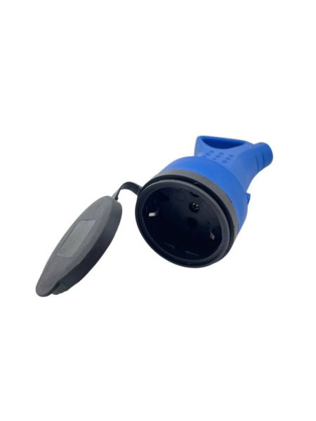 Гнездо Rubber Blue брызгозащ. french-кольцо с заземл.(10/100)