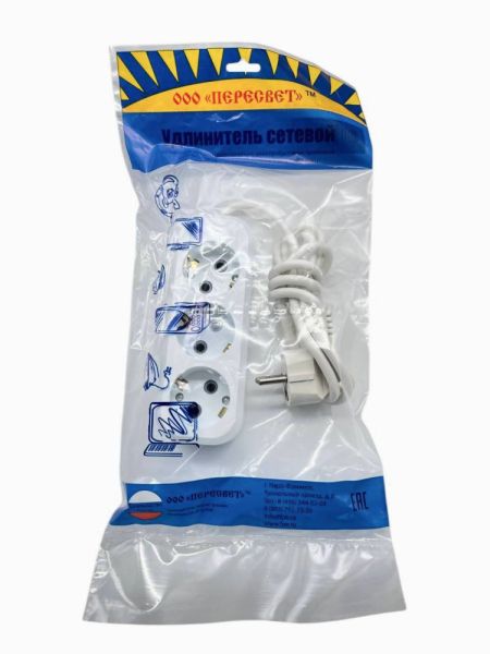 Удлинитель ПЕРЕСВЕТ 3гн.*1.5 м С/З (30) ПВС 3*0.75