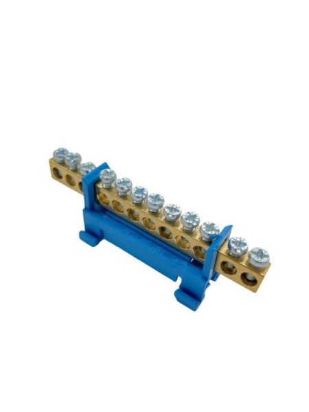 Нулевая Шина на DIN-рейку 12 отверстий лат.синий (20/400)