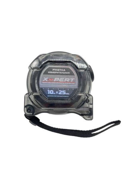 Рулетка А-02 прозрачная чёрная 10 м (6/60) 989849