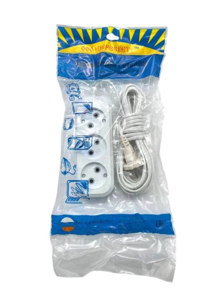 Удлинитель ПЕРЕСВЕТ 3гн.*7м Б/З (50шт) ШВВП 2*0.75